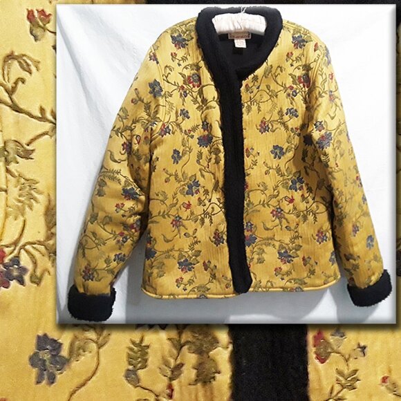 April Cornell For Cornell Trading Heavy Cotton Embroidered Floral Coat Jacket S - Picture 1 of 8